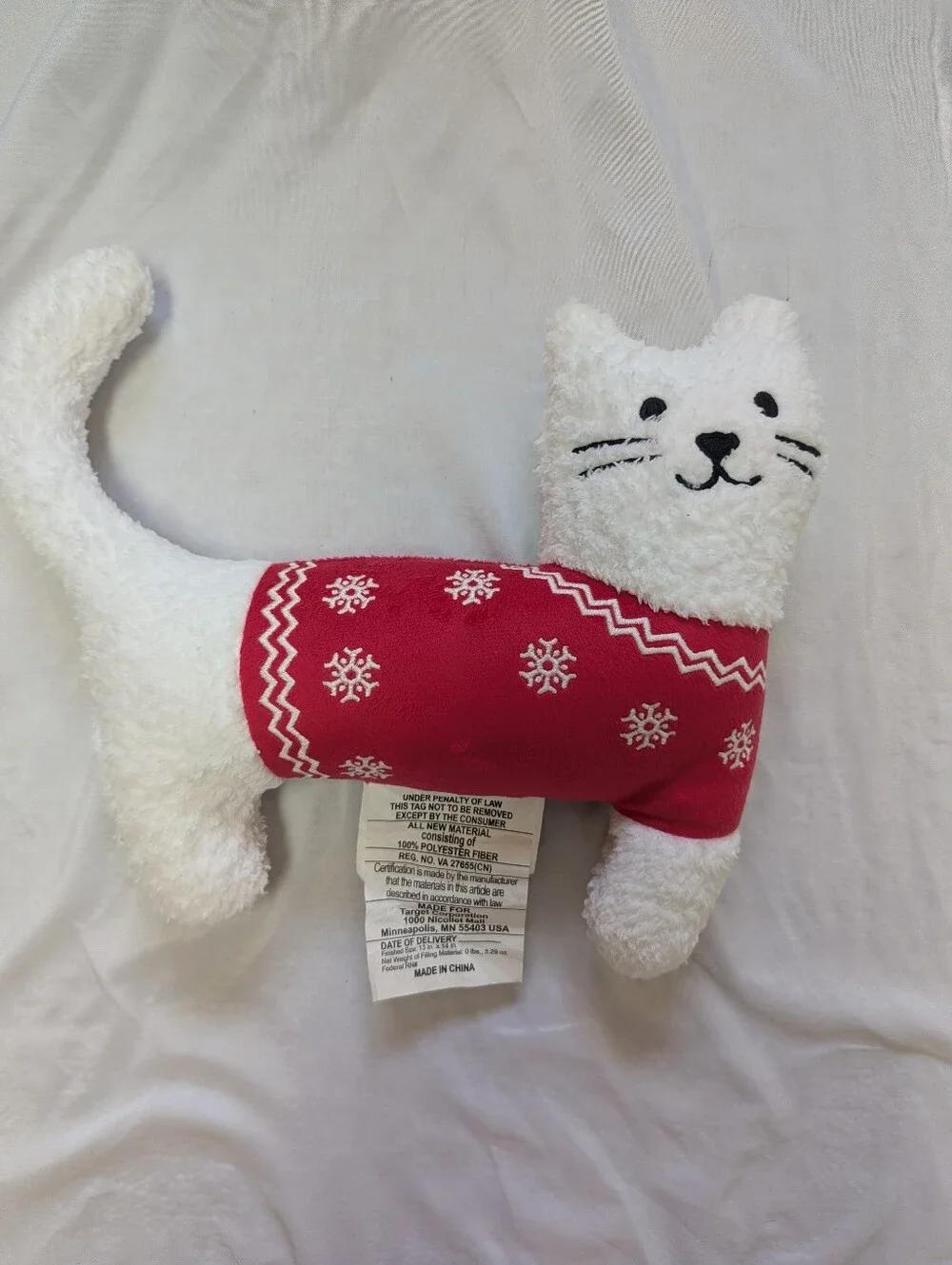 Target Wondershop Cat Shaped Red Snowflake Sweater Decorative Toss Pillow 2023